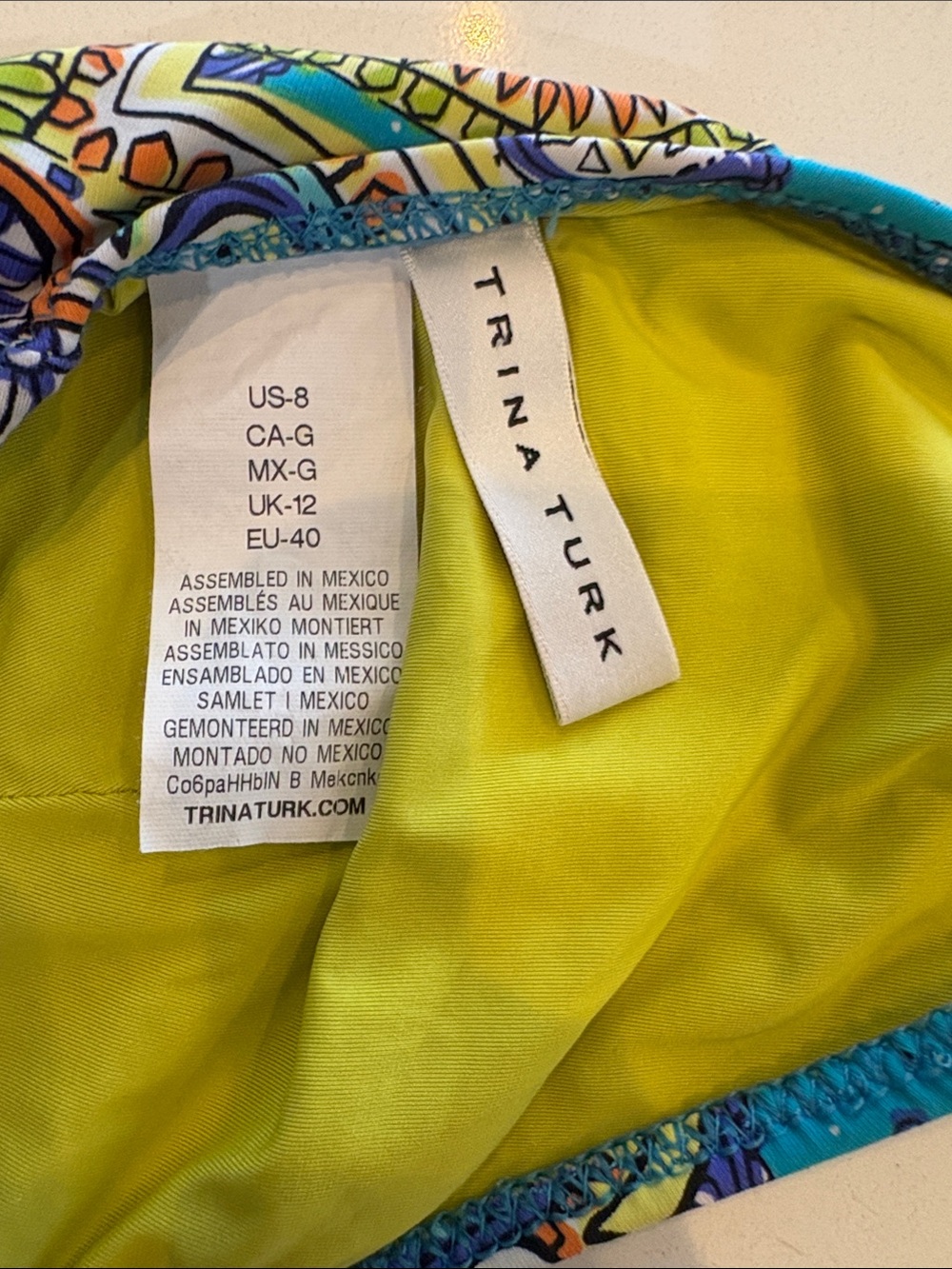 Trina Turk Turquoise Blue & Lime Green Paisley Bikini Set - Picture 3 of 3